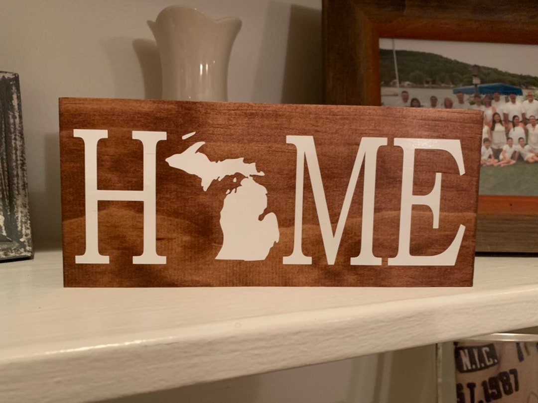 Michigan Home Sign Michigan Wood Sign MI Housewarming Gift Michigan ...