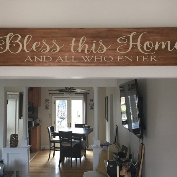 Bless this Home and all who enter, Entryway Welcome Wood Sign, Top Seller, God Bless, Christian Home Decor, Housewarming, Wedding, blessed