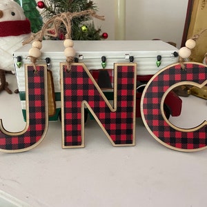 Initial Ornament, Buffalo Plaid Christmas Ornament, Family Last Name Initial, Christmas Ornament, Cheetah Ornament, Letter Ornament image 5