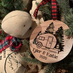 Happy Camper Ornament. Personalized Camping Ornament. Camper decor. RV Decor. Family Trip Gift. Road Trip. Outdoorsman, Ornament for Campers image 9