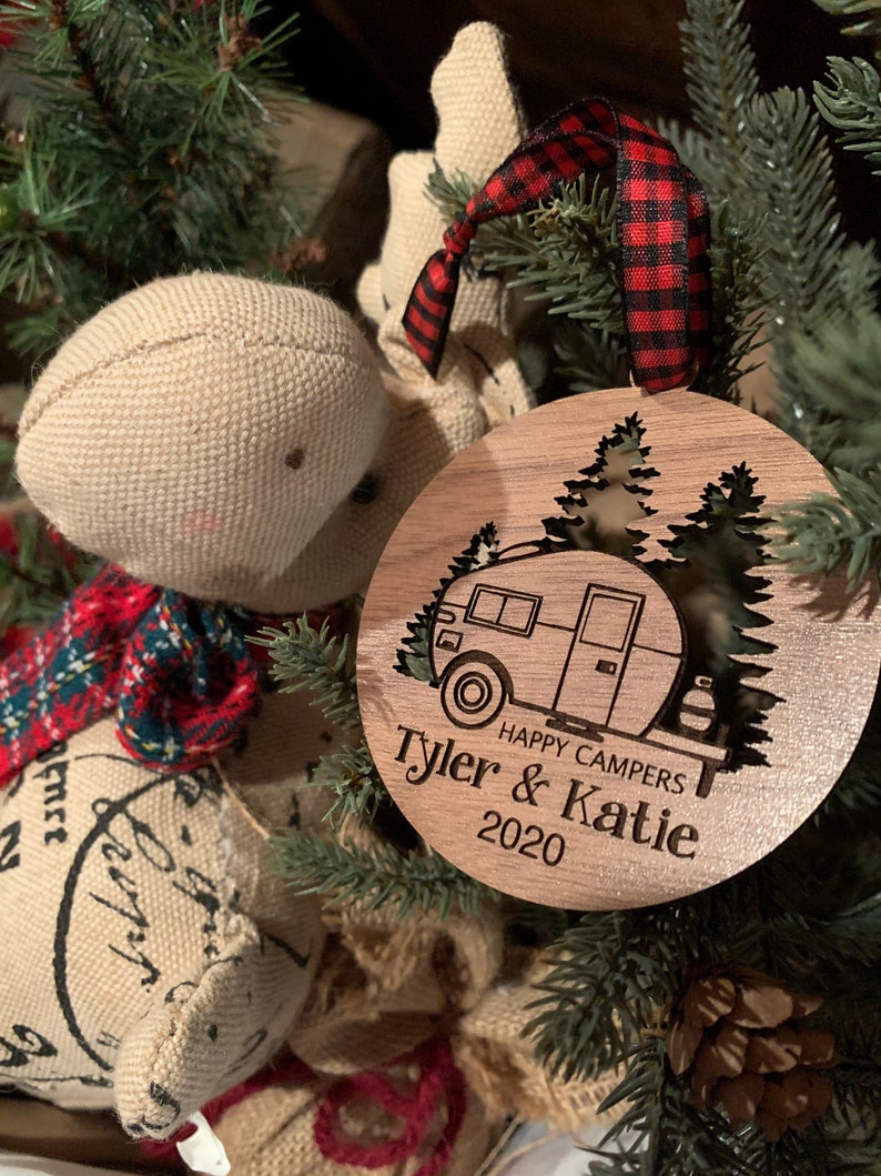 Happy Camper Ornament. Personalized Camping Ornament. Camper decor. RV Decor. Family Trip Gift. Road Trip. Outdoorsman, Ornament for Campers image 9