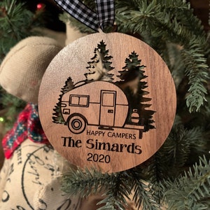 Happy Camper Ornament. Personalized Camping Ornament. Camper decor. RV Decor. Family Trip Gift. Road Trip. Outdoorsman, Ornament for Campers image 8