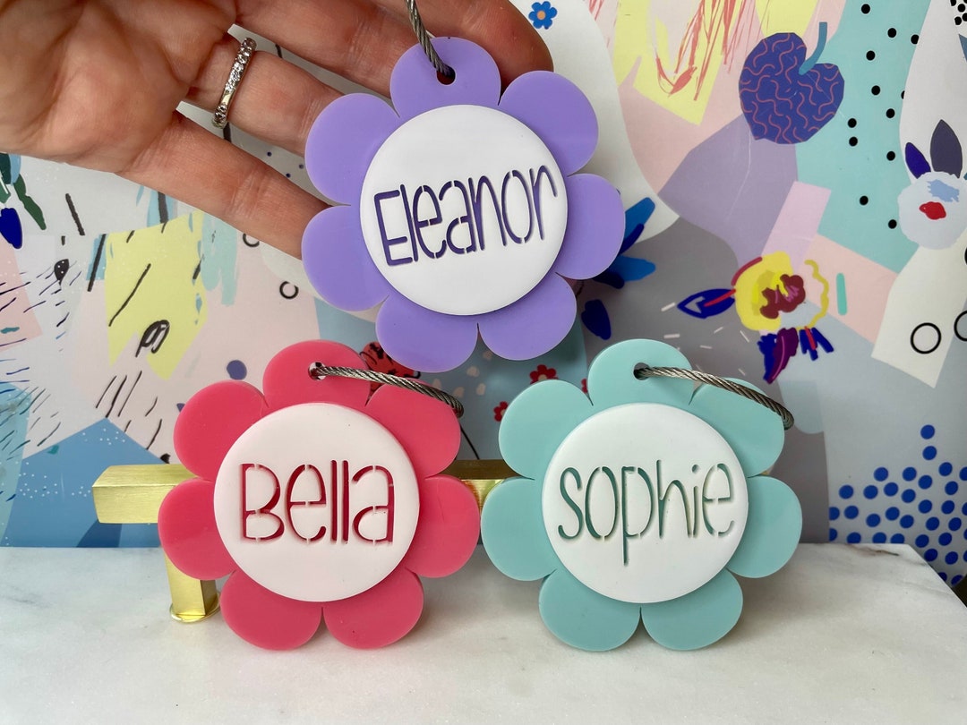 Daisy Bag Tag, Custom Name Keychain Tag Girl Bag Tag, Diaper Bag Tag ...