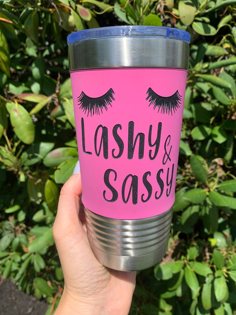 Eye lash extensions. Makeup artist gift. Beauty Gift. Eyelash technicians. Sassy Mug. Salon Gift. Lashy & Sassy Tumbler. Lash Technician. image 3