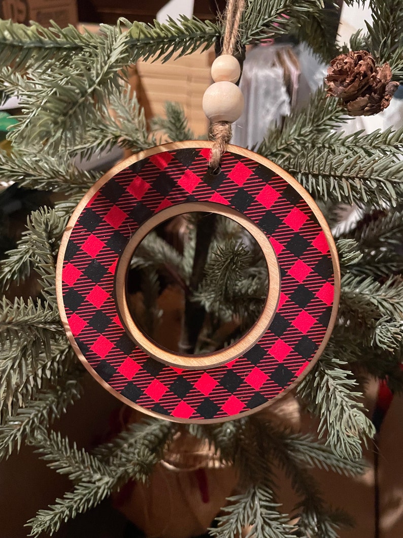 Initial Ornament, Buffalo Plaid Christmas Ornament, Family Last Name Initial, Christmas Ornament, Cheetah Ornament, Letter Ornament image 8