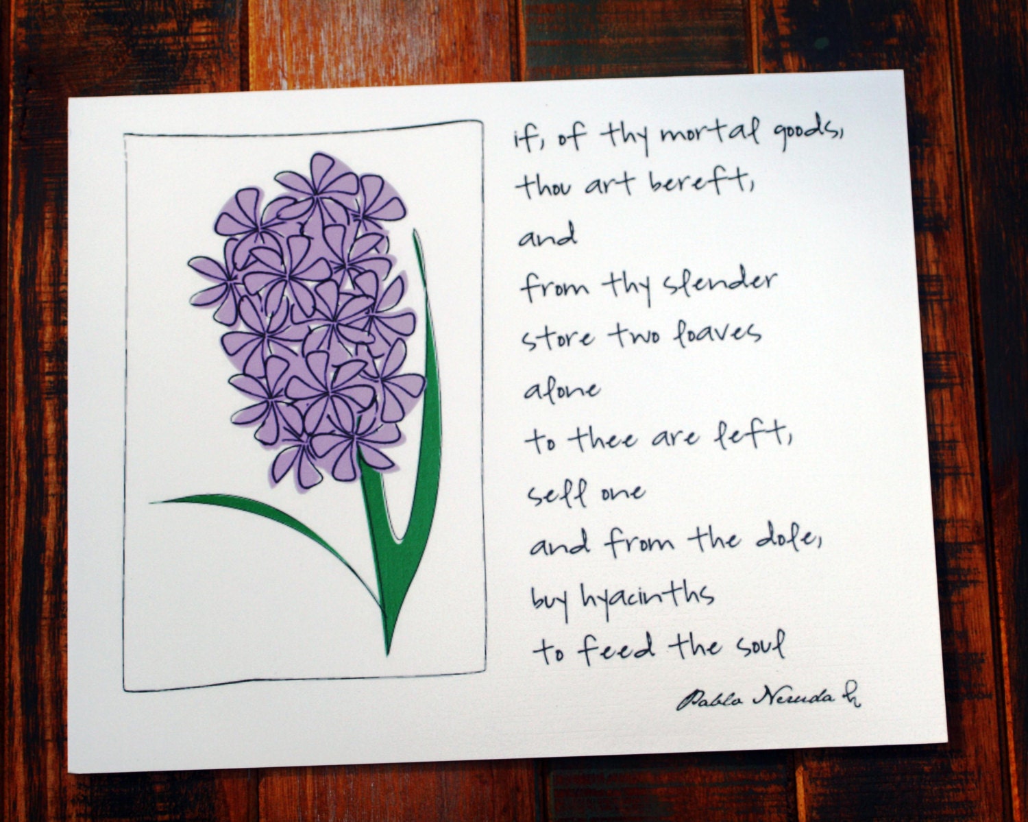 Hyacinths to Feed the Soul poetry quote literary art Etsy