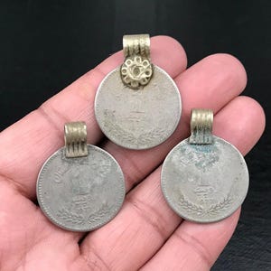 3 X Large Very Similar Almost Same Vintage Coin Pendants Afghan Kuchi Tribal DIY Belly Dancing Costume Supplies Bohemian Jewelry Findings.