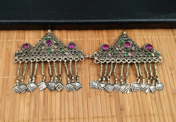 Pair of Hair Barrettes Afghan Kuchi Tribal Hair Clips  display picture 2
