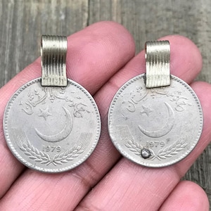 Pair Of Very Similar Almost Same Vintage Coin Pendants Afghan Kuchi Tribal DIY Belly Dancing Costume Supplies Bohemian Jewelry Findings Gift