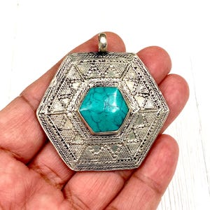 Afghan Tribal Kuchi Pendant Handmade diy Belly Dancing Bohemian Jewelry Findings Traditional Unique Ethnic Vintage Style Antique Design Gift