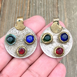 Pair Of Vintage Coins Pendants DIY Afghan Kuchi Tribal Costume Dress Traditional Ethnic Yoga Mala Necklace Earrings Bohemian Jewelry Finding