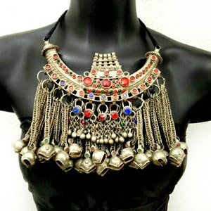 Afghan Tribal Necklace Traditional Vintage Antique Handmade Jewelry Kuchi Boho Necklace Ethnic India Turkish Waziri Jewelry Banjara Necklace