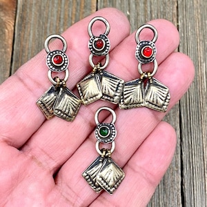 4 Connector Charms Afghan Kuchi Tribal Vintage Antique Belly Dance Costume Dress Earrings Anklet Necklace Bracelet Bohemian Jewelry Findings