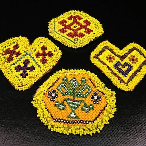 4 Dress Patches Belly Dancing Costume Supply Afghan Kuchi Handmade Vintage Sew On Panels Banjara Tribal Bohemian Clothing Jewelry Findings.