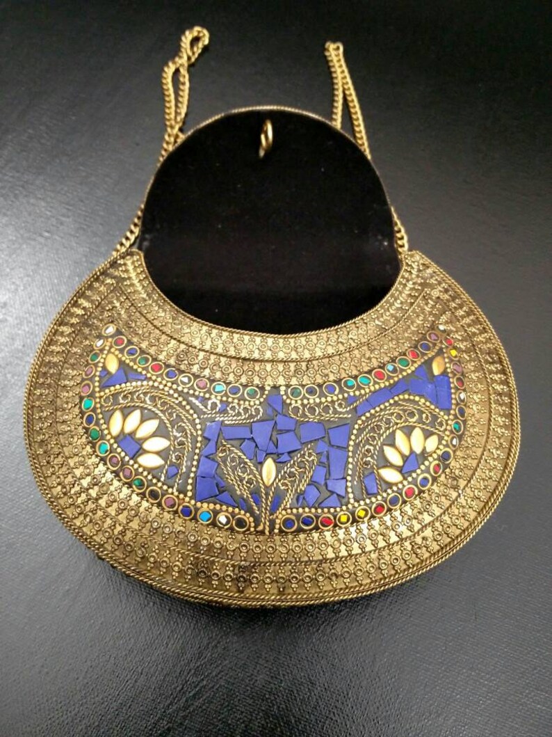 Indian Blue Color Metal Clutch Nepali Metal Purse Evening Etsy