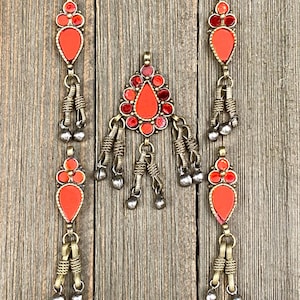 Set Of Handmade Glass Pendants DIY Belly Dance Costume Dress Antique Design Vintage Style Afghan Kuchi Tribal Bohemian Jewelry Findings Gift