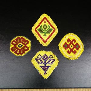 4 Dress Patches Belly Dancing Costume Supply Afghan Kuchi Handmade Vintage Sew On Panels Banjara Tribal Bohemian Clothing Jewelry Findings.