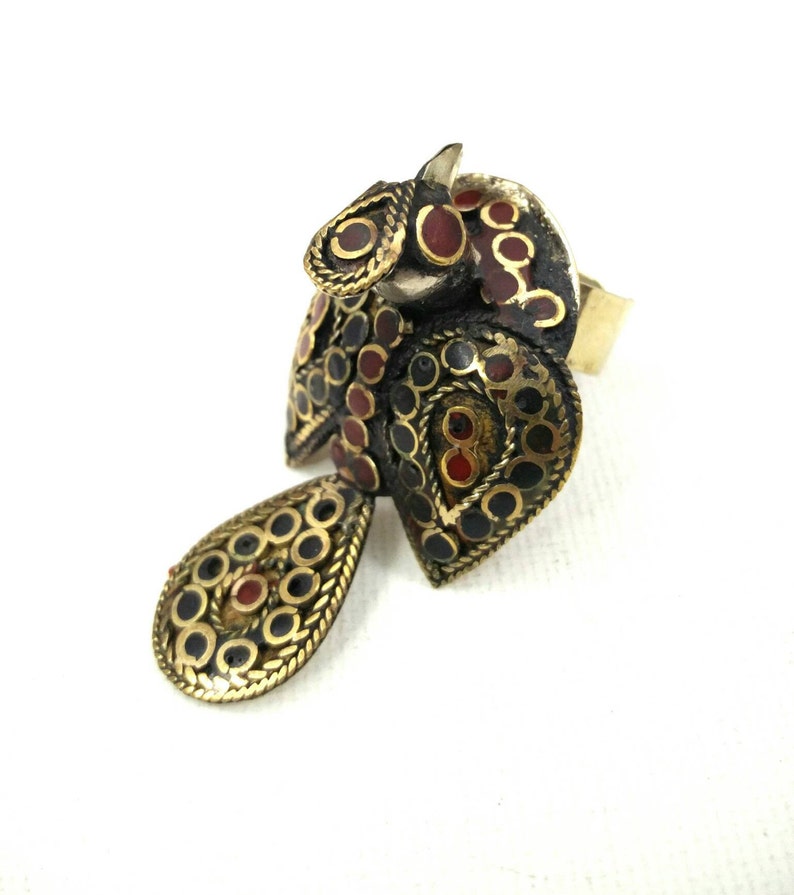Vintage Handmade Bird Ring Women Afghan Kuchi Jewelry Banjara Tribal Jewelry Boho Gypsy Indian Ring Ethnic Ring Gift for her Belly Dancing.