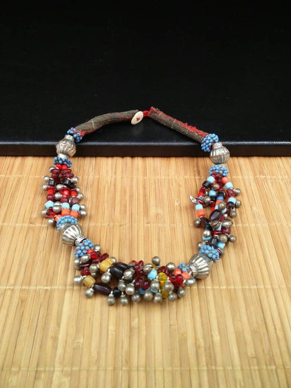 Afghan Beaded Necklace Kuch Tribal Necklace Tibet… - image 4