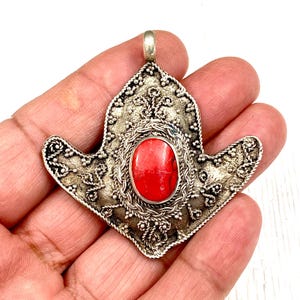 Afghan Tribal Kuchi Handmade Antique Design Belly Dance Vintage Style Anchor Shaped Yoga Mala Necklace Pendant diy Bohemian Jewelry Findings
