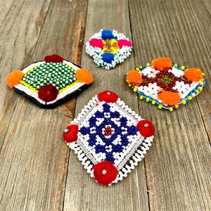 4 klänningslappar magdansdräkt DIY afghansk kuchi tribal handgjord mycket sällsynt vintage antik sy-på boho kläder sömnadsfynd gåva