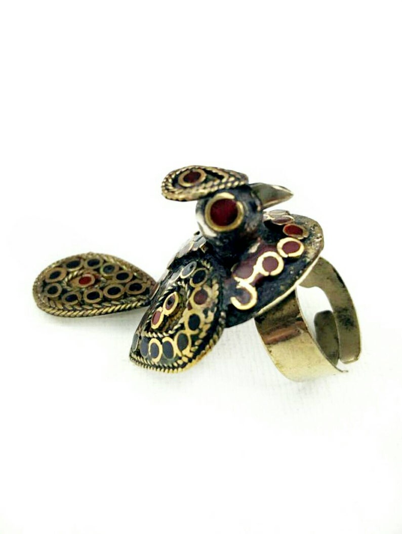 Vintage Handmade Bird Ring Women Afghan Kuchi Jewelry Banjara Tribal Jewelry Boho Gypsy Indian Ring Ethnic Ring Gift for her Belly Dancing.