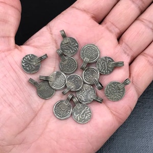 5 Vintage Antique Round Shape Charms Belly Dance Costume Dress Afghan Kuchi Tribal DIY Earrings Yoga Mala Necklace Bohemian Jewelry Findings