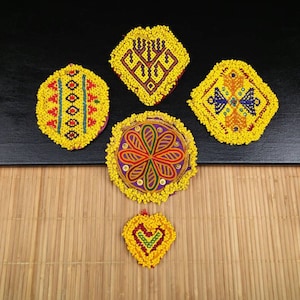 5 klänningspaneler gör-det-själv magdansdräkt afghansk kuchi handgjord vintage sy-på klänningslapp antika tribal traditionella boho smyckesfynd