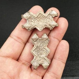 Pair Rare Vintage Antique Connectors DIY Bohemian Jewelry Findings Belly Dance Costume Dress Tribal Kuchi Afghan Handmade Yoga Mala Necklace