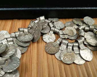 10/20 Dijes con forma de moneda vintage, bricolaje, para disfraz de danza del vientre, vestido Banjara, Kuchi, tribal, cuentas espaciadoras antiguas, accesorios de joyería bohemio DIY