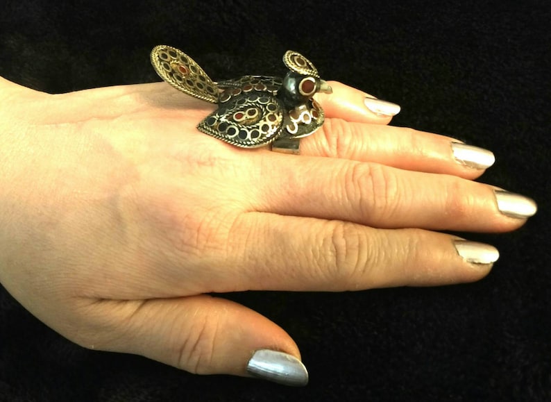 Vintage Handmade Bird Ring Women Afghan Kuchi Jewelry Banjara Tribal Jewelry Boho Gypsy Indian Ring Ethnic Ring Gift for her Belly Dancing.