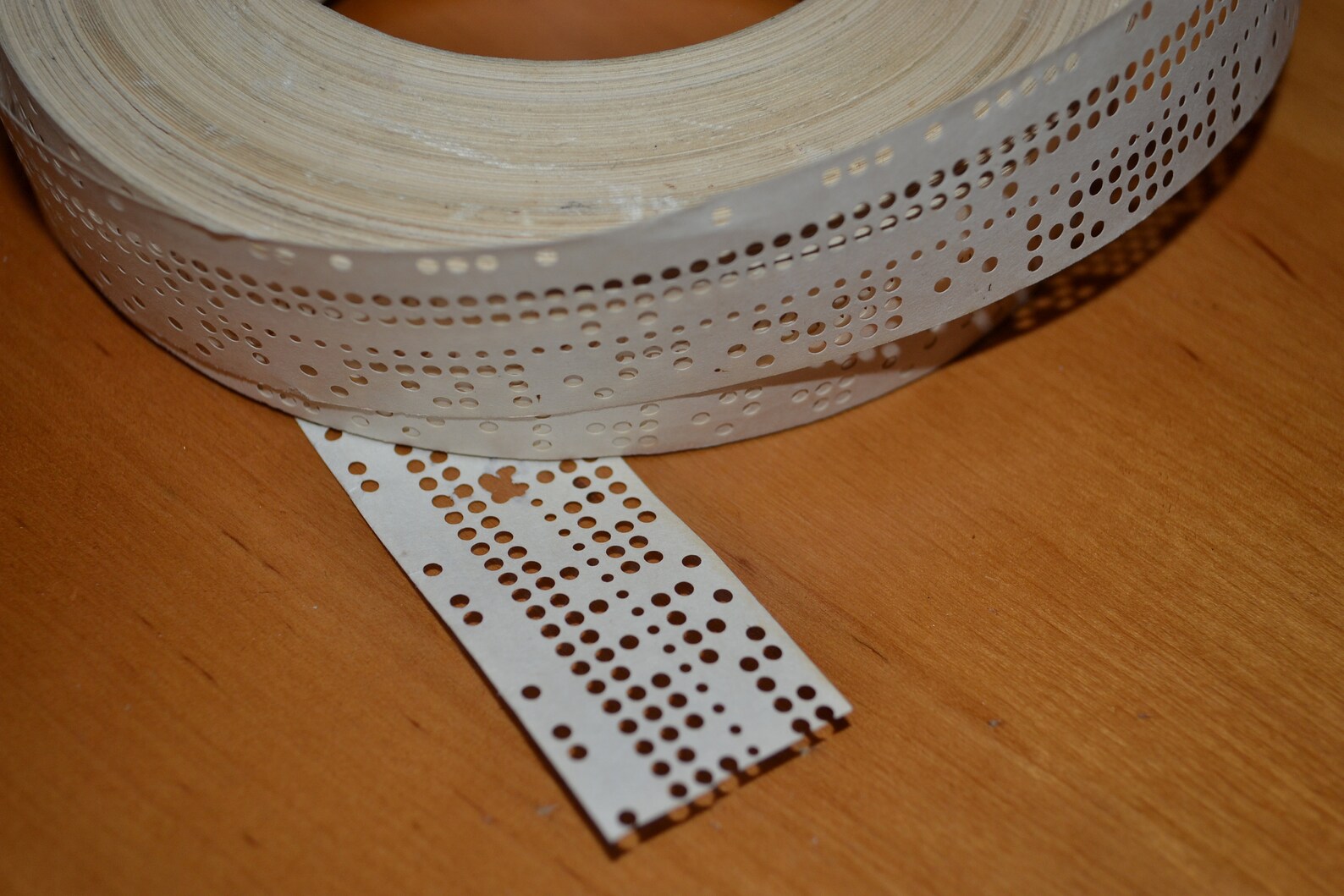 Vintage Mainframe Perforated Computer Punched Paper Tape With Old