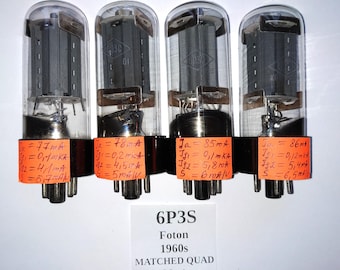 4 stuks 6P3S = 6L6, 6L6GT, 6L6GC, 5881 tetrodebuis Foton Sovjet MATCHED QUAD 1950-70's NIEUW