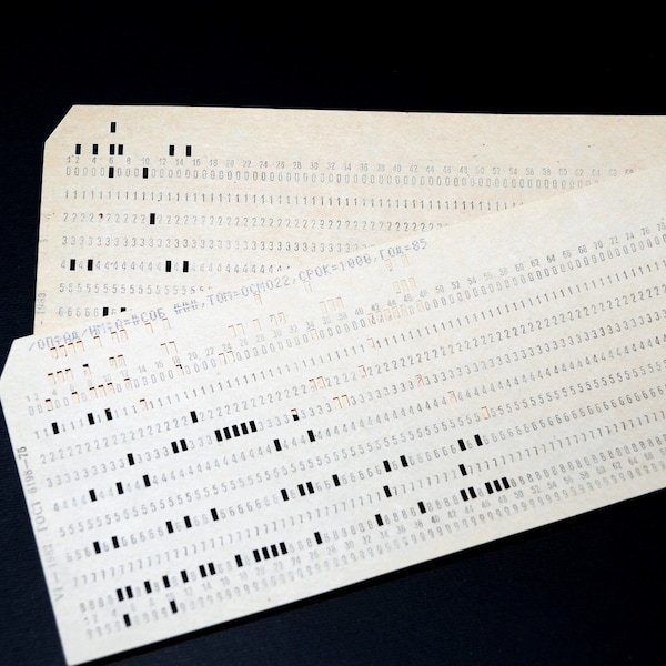 Set of 2pcs Vintage Mainframe Perforated Computer Punch Cards / Artist Trading Card, Junk Journal, Pen Pal Swap, Scrapbook