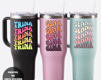 Bicchiere da 40 once personalizzato con manico – Tazza da viaggio con nome personalizzato