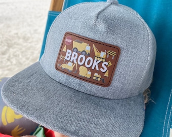 construction hat for boys, snapback hat for boys, name hat for toddler, name hat for infant, custom kid hat, custom toddler hat baby boy hat