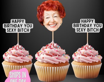 50th birthday cupcake favors - 50th birthday - funny cupcake toppers - face cupcake topper 50th birthday cup cake topper - 60th birthday