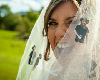 Custom Photo Bachelorette Veil - Personalized Bride Party Veil