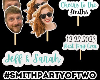 wedding photo booth props, wedding photo booth, faces on a stick, bride face, groom face, face on a stick, wedding favor, wedding decoration