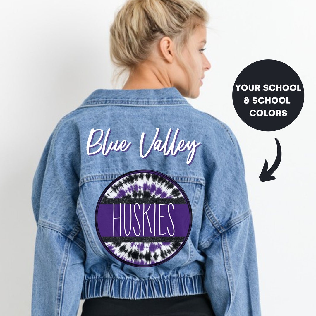 High School Football Jean Jacket, School Spirit Jean Jacket, Football