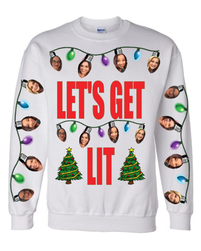 Ugly christmas sweater tacky christmas sweater lets get lit Etsy Christmas Sweater Lit