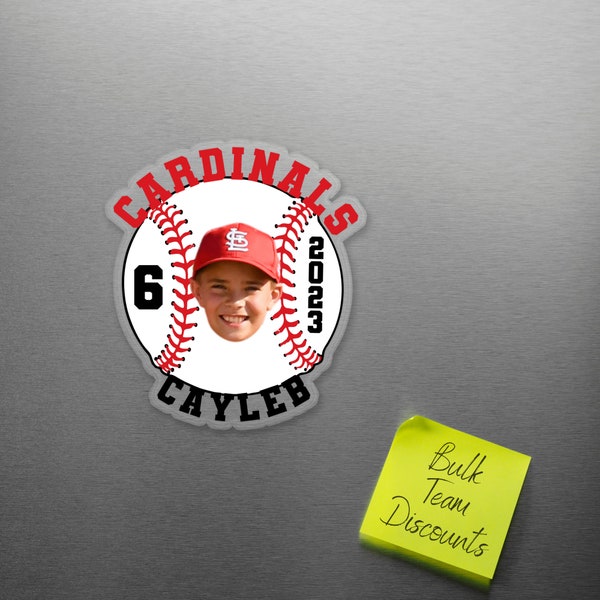 baseball magnet, baseball player magnet, gift for baseball player, tee ball magnet, photo magnet, team magnets, baseball stocking stuffer