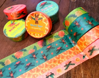 Tropical Christmas Washi Tape - Home Decor Ideas - Holiday Washi Tape - Christmas Gift Ideas - Stocking Stuffer