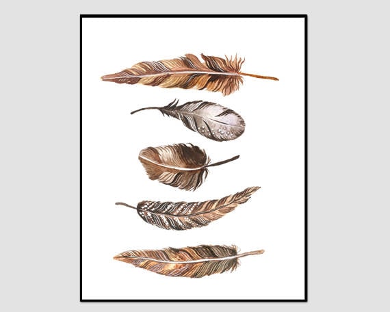 Brown Feathers, Feather Print, Feather wall Art, Printable, Instant  Download, Feather Printable, Feather Poster, Watercolor Feather Painting