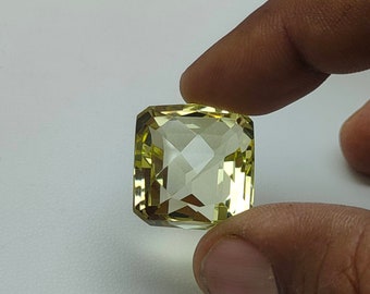 51.18Cts  Natural LEMON TOPAZ Square Loose  Faceted Cut Lab Certified Cabochon Gemstones