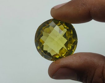 65.50Cts  natural Lemon topaz 26X26 Round LOOSE  Faceted Cut cabochon gemstones