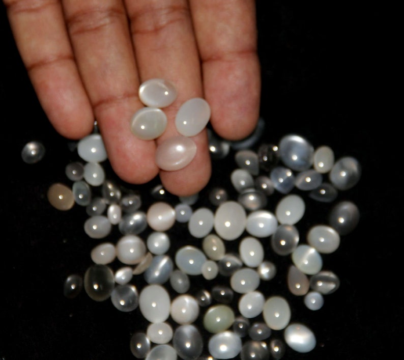 95 pcs lot wholesale natural Milky Moonstone lot mix size and Mix shape Loose cabochons For jewelry Making image 8