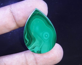 34.85 Cts. Fine Quality Natural Malachite Pear Gemstone Malachite Cabochon Gorgeous Size 24X357X3 Green Malachite Pear shape Gemstone