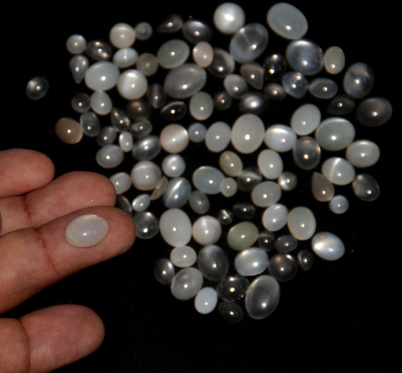 95 pcs lot wholesale natural Milky Moonstone lot mix size and Mix shape Loose cabochons For jewelry Making image 7