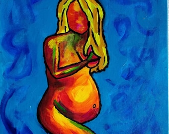 ORIGINAL ART OOAK Fertility Gift, Inspirational Art, Soon To Be Mom, Painting